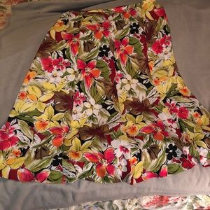 Talbots petites silk floral skirt